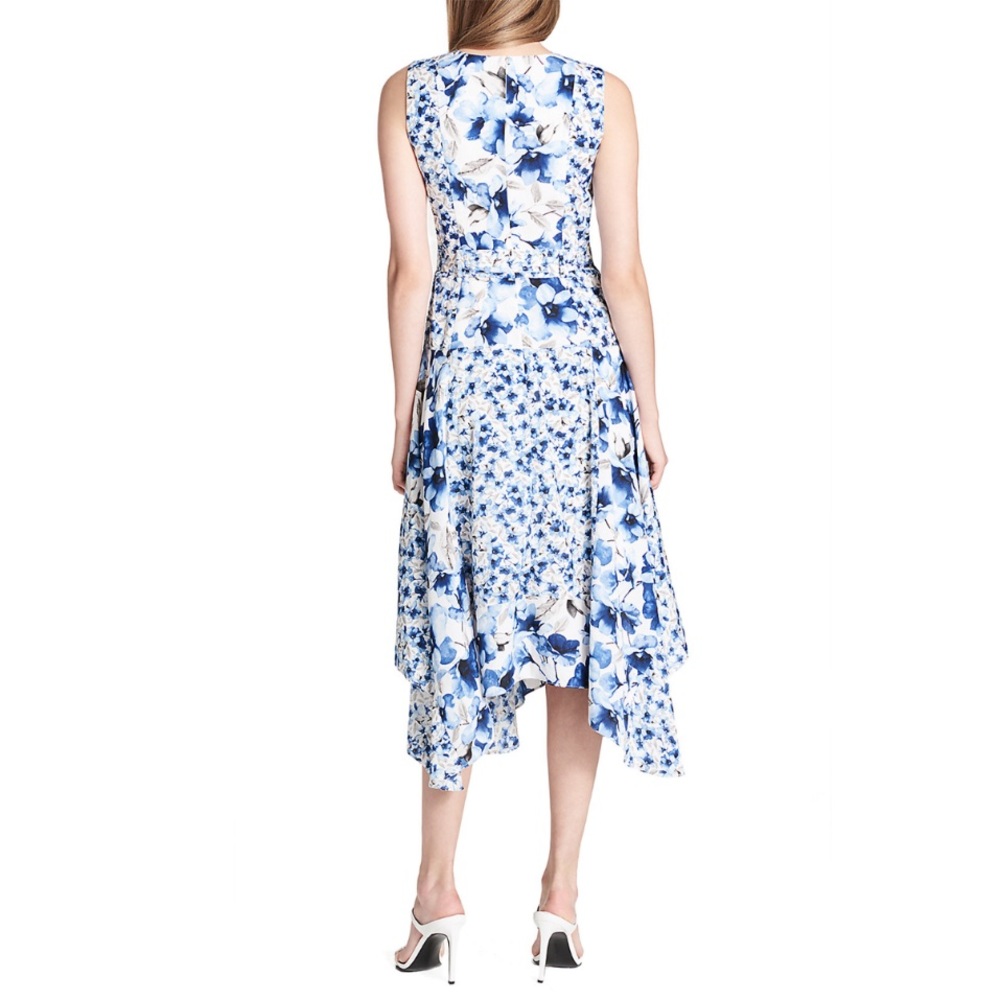 Calvin Klein Sleeveless Belted Handkerchief Floral Dress size 6 - Picture 2 of 11